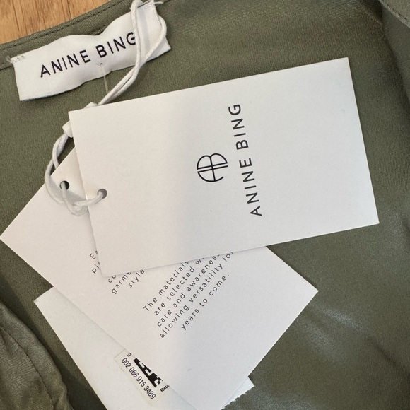 ANINE BING 100% Silk Jolin Sage Green Skirt w/ Slit Size Medium NWT - Picture 6 of 10